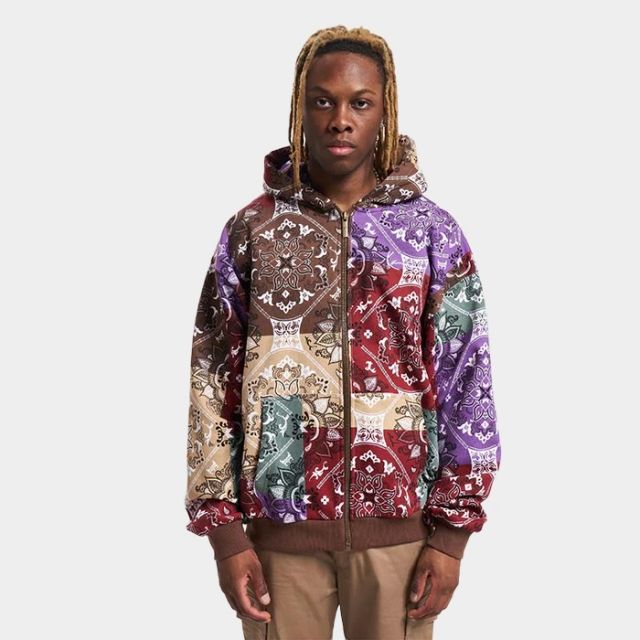 Karl Kani Chest Signature Os Paisley Full Zip Dark