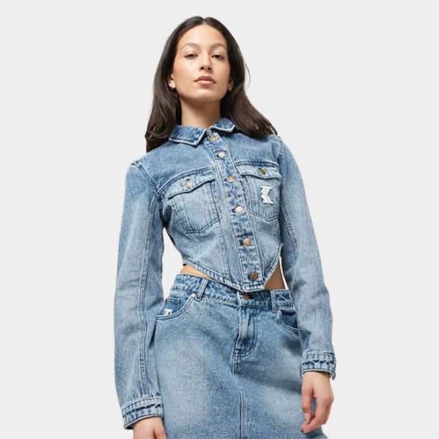Karl Kani OG Old English Crop Corset Washed Denim Vintageindigo