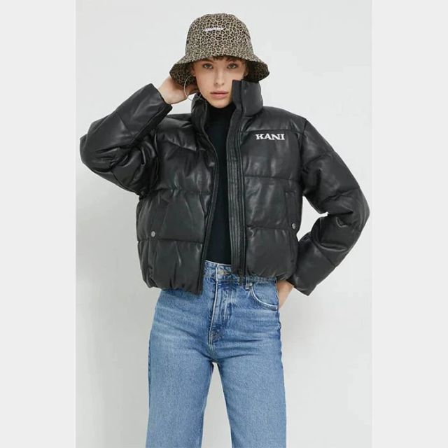 Karl Kani Retro Fake Leather Crop Puffer
