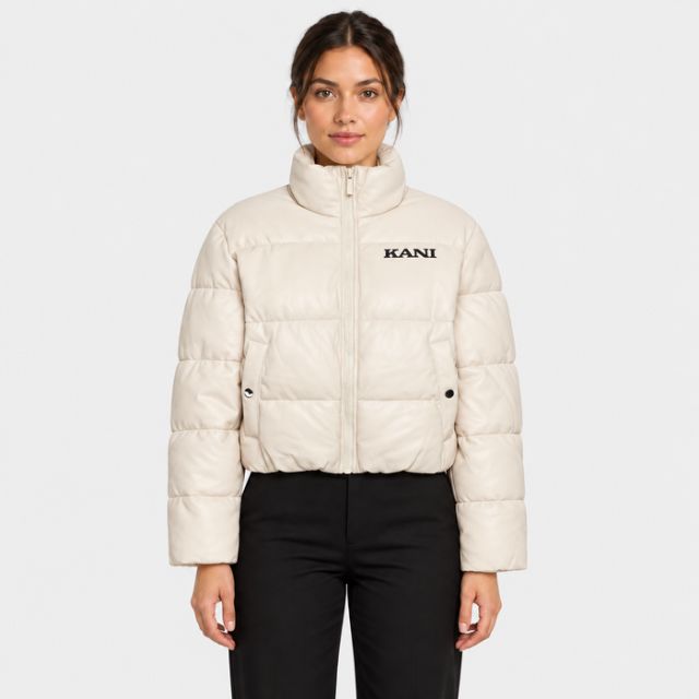 Karl Kani Retro Fake Leather Crop Puffer Light Sand