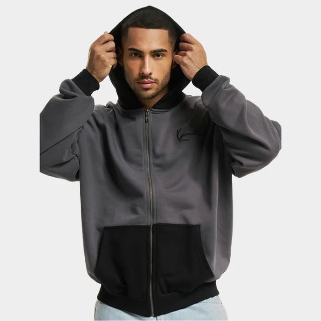 Karl Kani Chest Signature Metaverse Block Full Zip Anthracite
