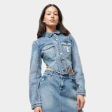 Karl Kani OG Old English Crop Corset Washed Denim Vintageindigo